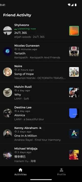 Playtivity friend activity feed